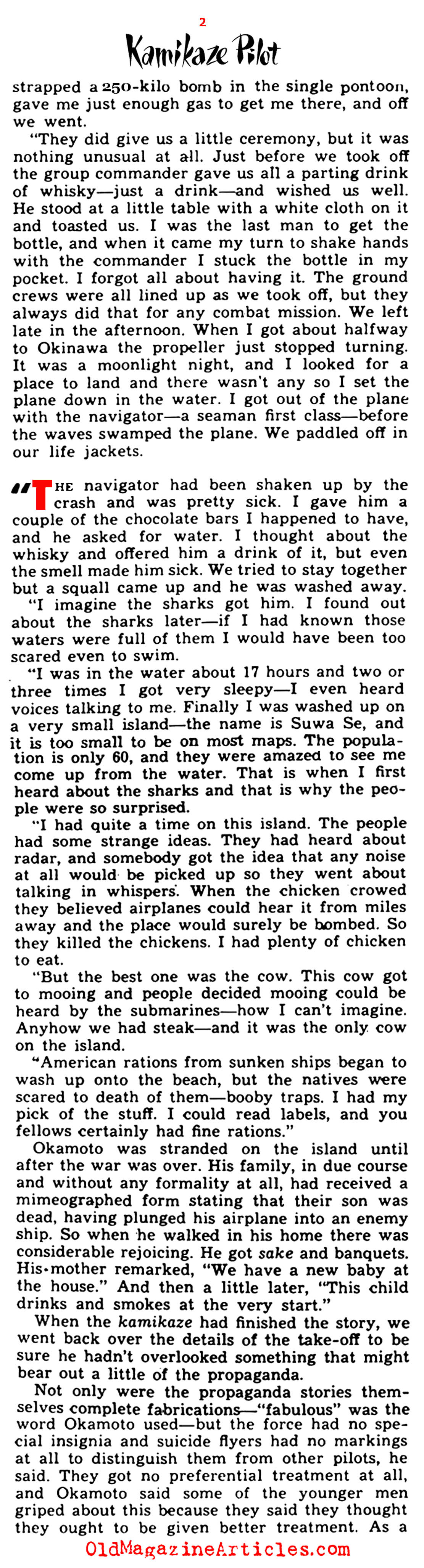 An Interview with a Kamikaze Pilot  (Yank Magazine, 1945)